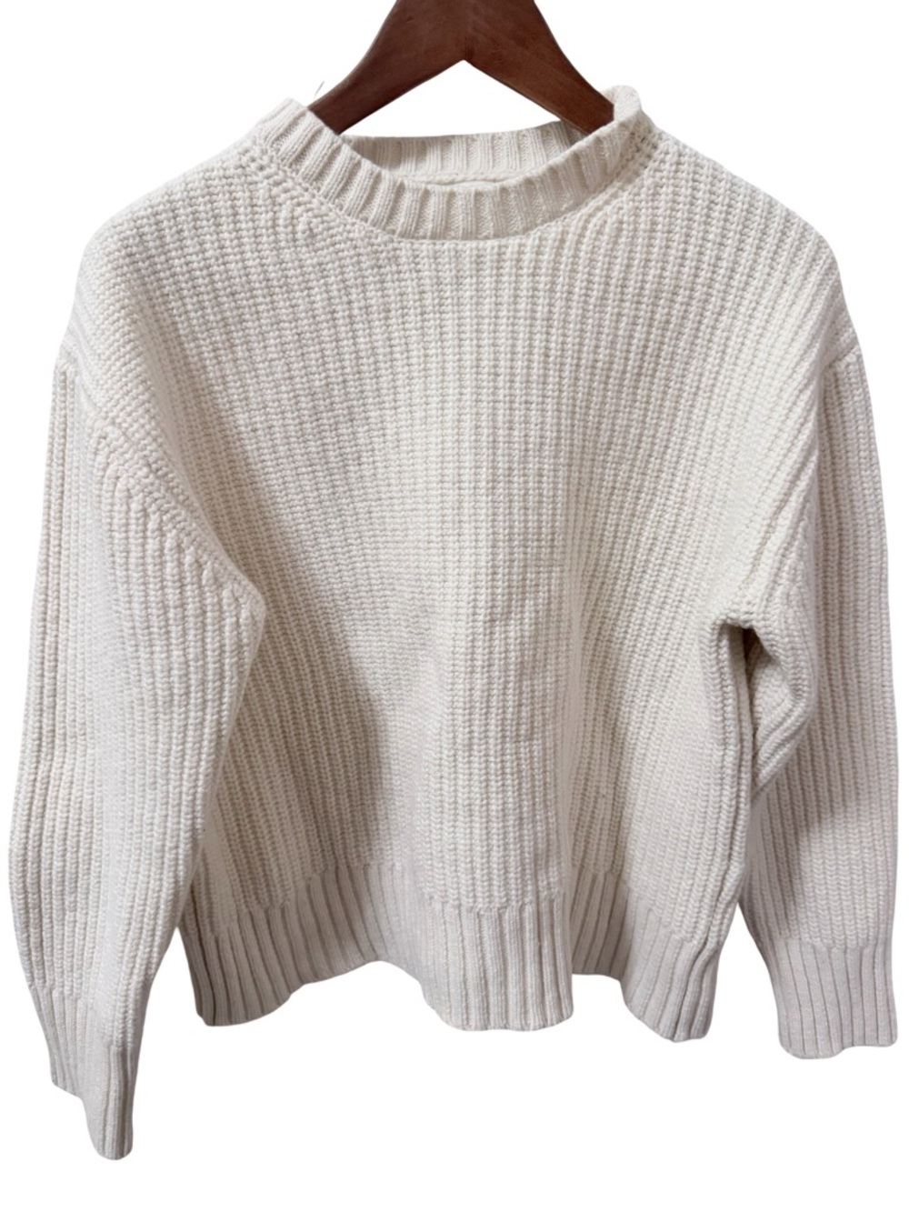 Zara Origins Cream Chunky Knit Crewneck Sweater - Women